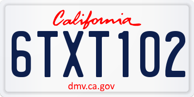 CA license plate 6TXT102