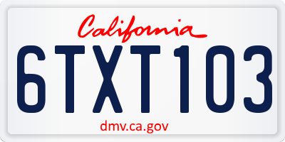 CA license plate 6TXT103