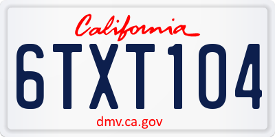 CA license plate 6TXT104