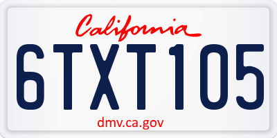 CA license plate 6TXT105