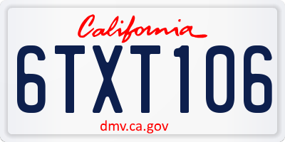 CA license plate 6TXT106