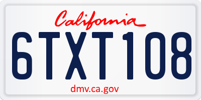 CA license plate 6TXT108