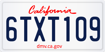 CA license plate 6TXT109