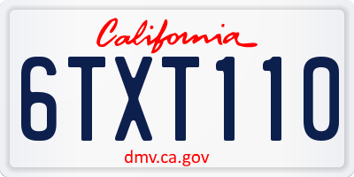 CA license plate 6TXT110