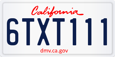 CA license plate 6TXT111