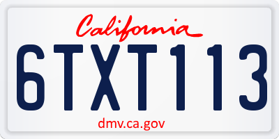 CA license plate 6TXT113