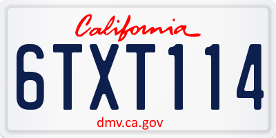 CA license plate 6TXT114