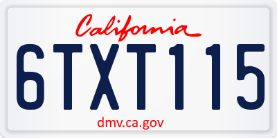CA license plate 6TXT115