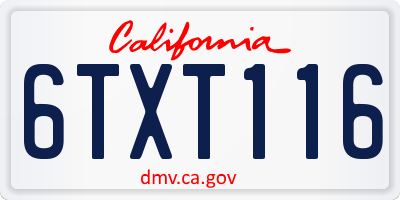 CA license plate 6TXT116