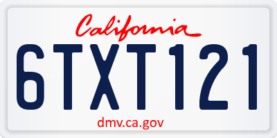 CA license plate 6TXT121