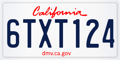 CA license plate 6TXT124