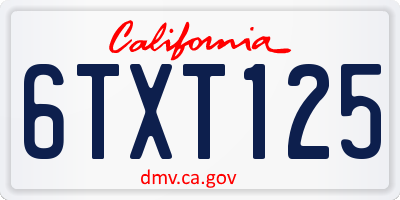 CA license plate 6TXT125