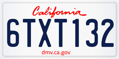 CA license plate 6TXT132