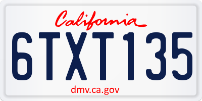 CA license plate 6TXT135