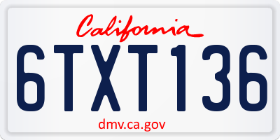 CA license plate 6TXT136