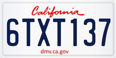 CA license plate 6TXT137