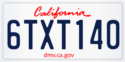 CA license plate 6TXT140
