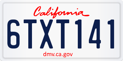 CA license plate 6TXT141