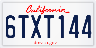 CA license plate 6TXT144