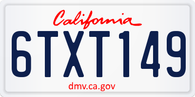 CA license plate 6TXT149