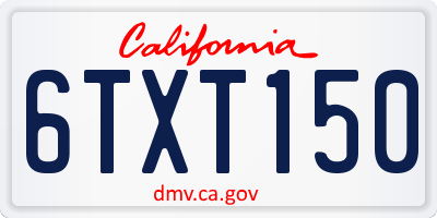 CA license plate 6TXT150