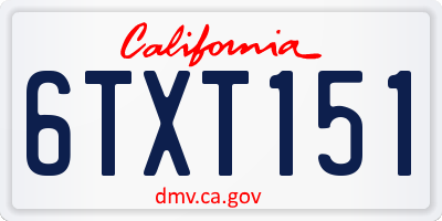 CA license plate 6TXT151