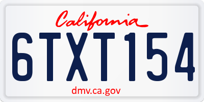 CA license plate 6TXT154