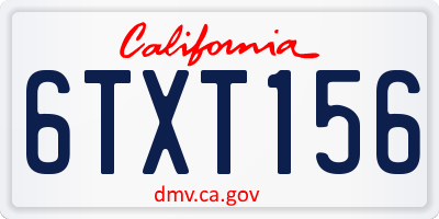 CA license plate 6TXT156