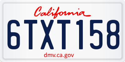 CA license plate 6TXT158
