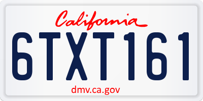 CA license plate 6TXT161