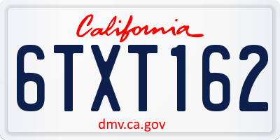 CA license plate 6TXT162