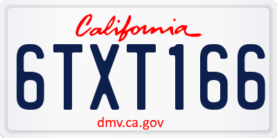 CA license plate 6TXT166