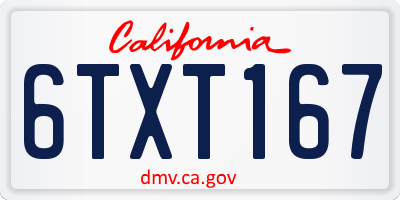 CA license plate 6TXT167