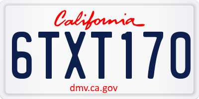 CA license plate 6TXT170