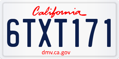 CA license plate 6TXT171