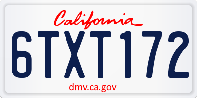 CA license plate 6TXT172