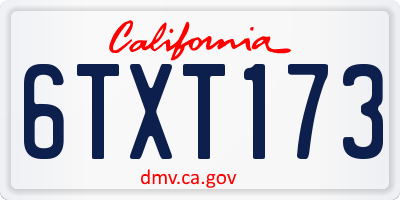 CA license plate 6TXT173
