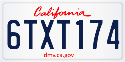 CA license plate 6TXT174
