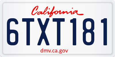 CA license plate 6TXT181