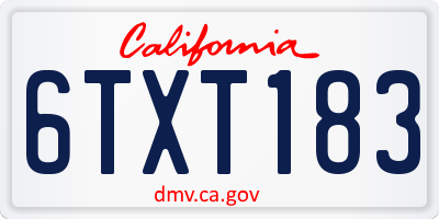 CA license plate 6TXT183