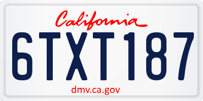 CA license plate 6TXT187