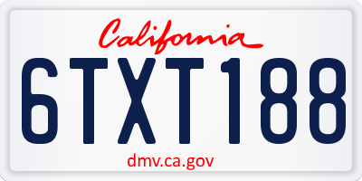 CA license plate 6TXT188
