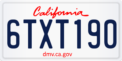 CA license plate 6TXT190