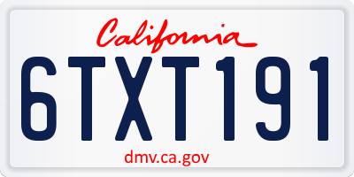 CA license plate 6TXT191