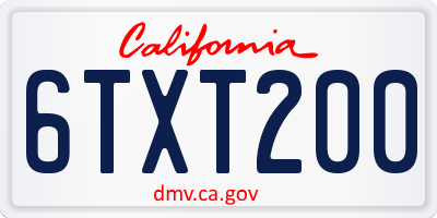 CA license plate 6TXT200