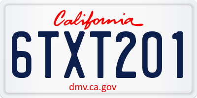 CA license plate 6TXT201