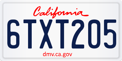 CA license plate 6TXT205