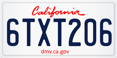 CA license plate 6TXT206