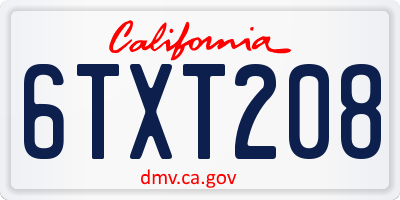 CA license plate 6TXT208
