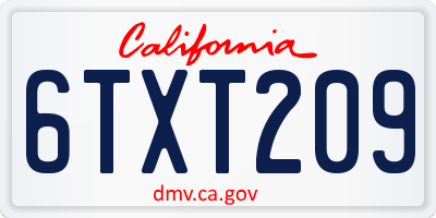 CA license plate 6TXT209